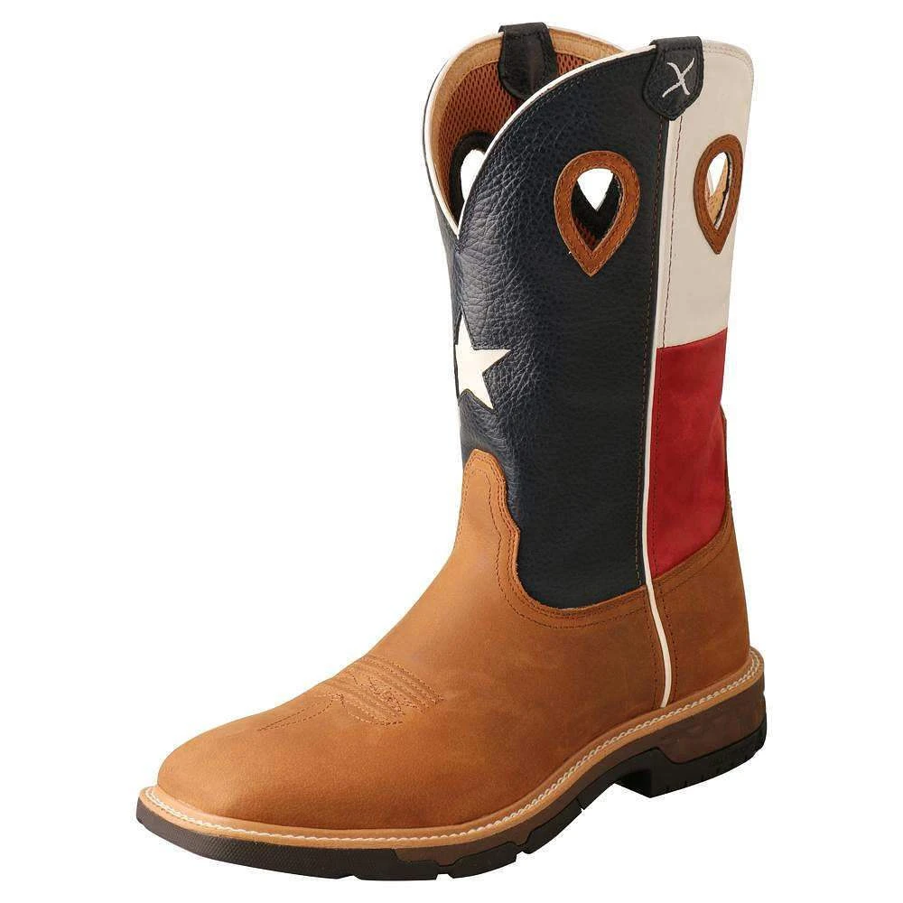 Twisted X Menin.s Light Brown 12in. Texas Flag Soft Toe Work Boot 1 Twisted X Menin.s Light Brown 12in. Texas Flag Soft Toe Work Boot