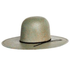 Rodeo King Turquoise Jute Open Crown 4-1/2in. Brim Straw Cowboy Hat