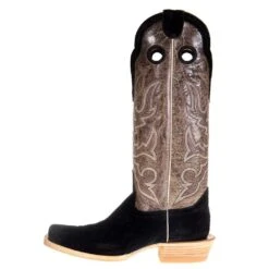 Hondo Enterprises Inc Men's Black Rough Out Pull Up 16in. Brown Crater Top Square Toe Boot -Nrsworld 2068 2