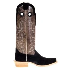 Hondo Enterprises Inc Men's Black Rough Out Pull Up 16in. Brown Crater Top Square Toe Boot -Nrsworld 2068 4
