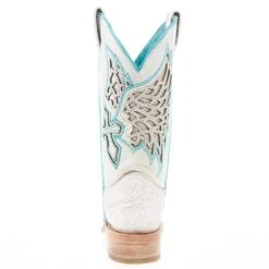 Corral Women's White Inlay Turquoise Embroidery 12 In Top Square Toe Boot -Nrsworld A4334 04