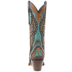 Corral Women's Tan Embroidery-Turquoise Overlay 13 In Top Snip Toe Boot -Nrsworld C3943 04
