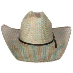 Rodeo King Turquoise Jute Open Crown 4-1/2in. Brim Straw Cowboy Hat -Nrsworld RK203 7