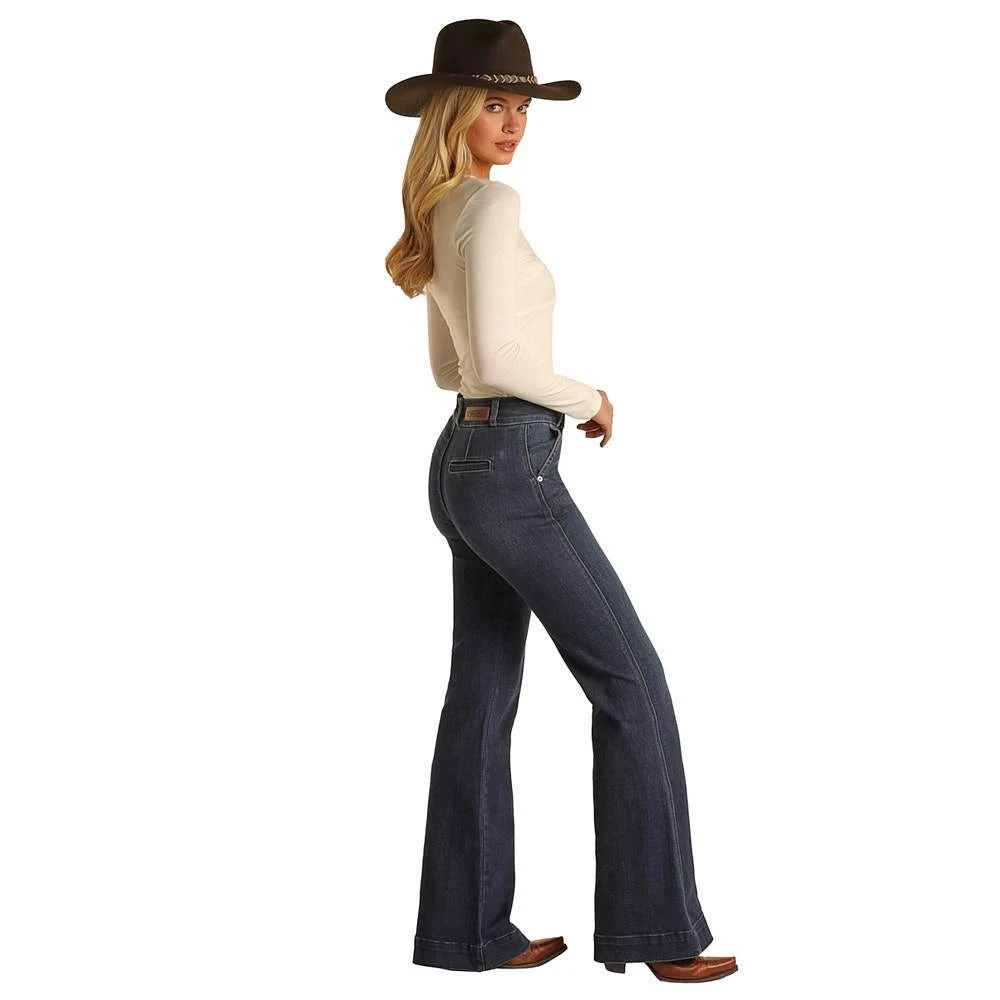 Rock & Roll Denim Women's High Rise Dark Wash Trouser 2 Rock & Roll Denim Women's High Rise Dark Wash Trouser - Image 2